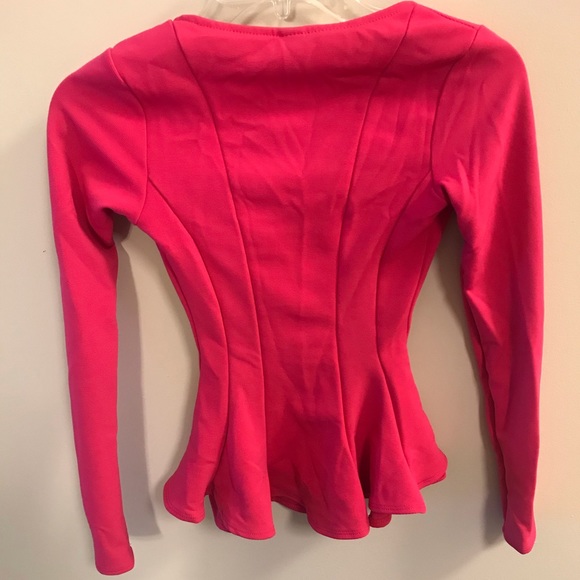 Peplum top- Hot Pink x Windsor Store size XS - Picture 2 of 6